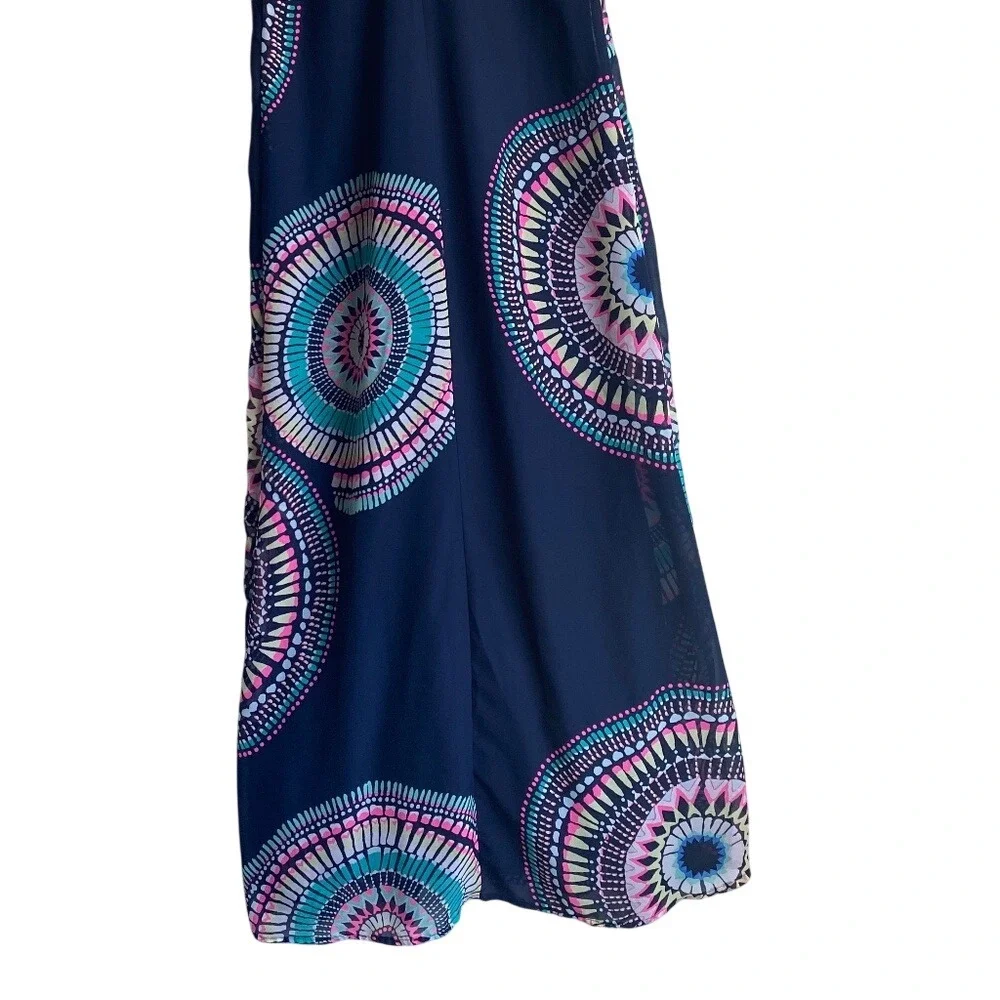 Old Navy Womens XS Navy Blue Mandala Print V-Neck Spaghetti Strap Maxi Dress - Picture 6 of 7
